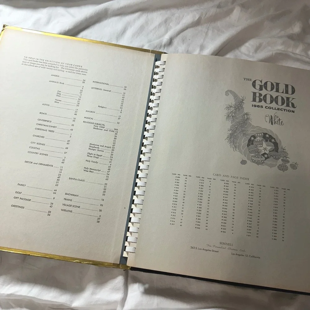 White The Gold Book 1965 Collection Christmas Card Sample Album Gold Good MCM